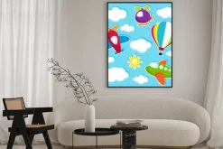 Plakat: Niebo z naklejkami transportu lotniczego