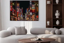 Plakat: Nocne tokio z szyldami reklamowymi