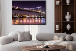 Plakat: Nocny widok nowego jorku z mostem