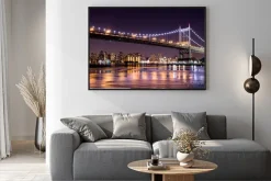 Plakat: Nocny widok nowego jorku z mostem