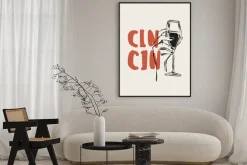 Plakat: Nowoczesna grafika z kieliszkiem wina