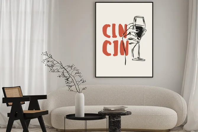 Plakat: Nowoczesna grafika z kieliszkiem wina