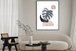 Plakat: Nowoczesna grafika z tropikalnym liściem