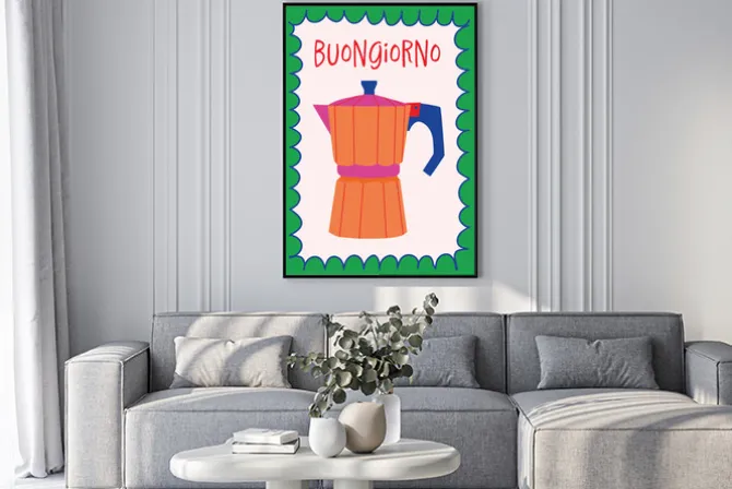 Plakat: Nowoczesna ilustracja z kawą