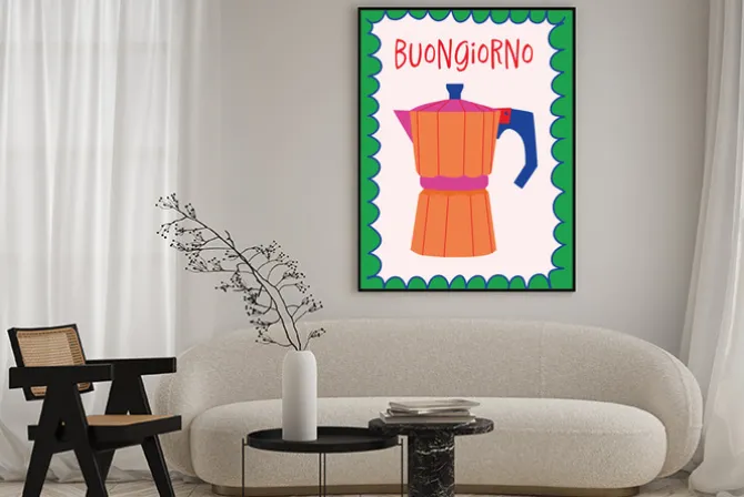 Plakat: Nowoczesna ilustracja z kawą