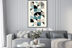 Plakat: Nowoczesna kompozycja inspirowane bauhausem niebieskie i czarne