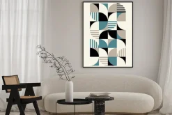 Plakat: Nowoczesna kompozycja inspirowane bauhausem niebieskie i czarne