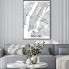 Plakat: Nowy jork czarno-biała mapa miasta