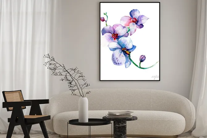 Plakat: Nowy widok storczyków akwareli wyciągnąć rękę do pocztówka samodzielnie