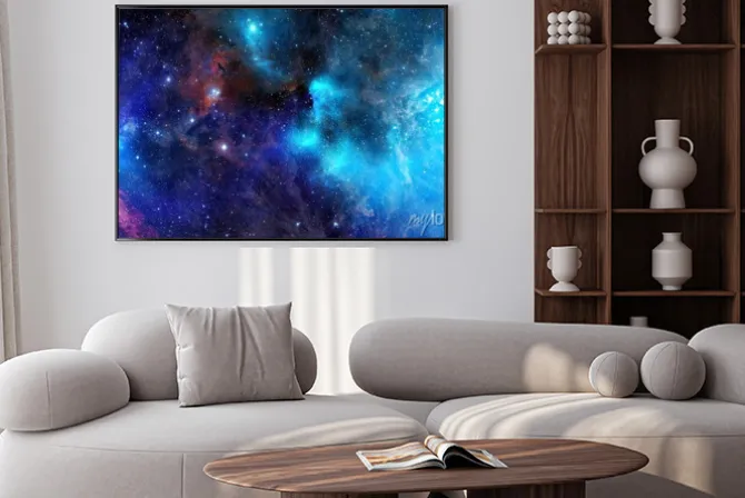 Plakat: Obłok gazu mgławica w głębokiej przestrzeni kosmicznej