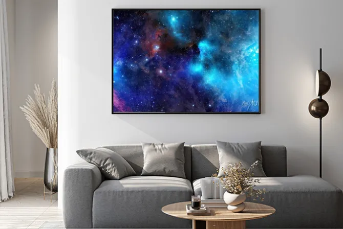 Plakat: Obłok gazu mgławica w głębokiej przestrzeni kosmicznej