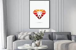 Plakat: Ogień diament symbol lwa