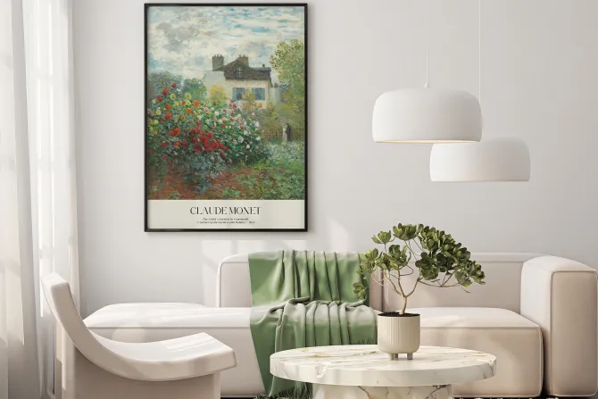 Plakat: Ogród artysty w argenteuil z daliami reprodukcja claude monet