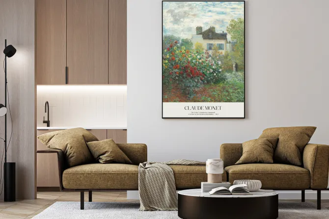 Plakat: Ogród artysty w argenteuil z daliami reprodukcja claude monet