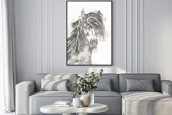 Plakat: Ołówkowy rysunek końskiej głowy z profilu