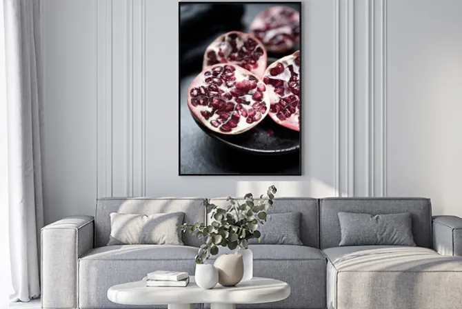 Plakat: Owoc granatu fotografia z bliska