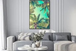 Plakat: Palmowe liście na tle turkusowego nieba
