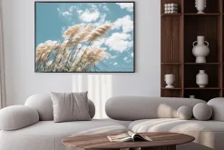 Plakat: Pampa grass with light blue sky and clouds