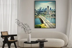 Plakat: Panorama warszawy z mostem nad wisłą