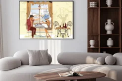 Plakat: Para przy stoliku w kawiarni