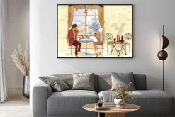 Plakat: Para przy stoliku w kawiarni