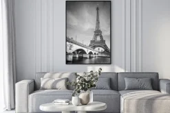 Plakat: Paryski klimat w czerni i bieli wieża eiffla