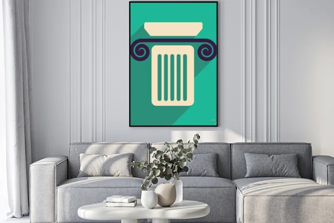 Plakat: Płaski ikona internetowych z długimi kolumnie cienia