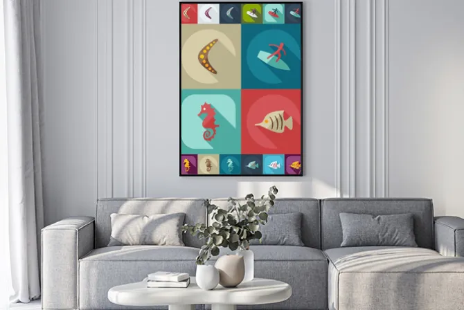 Plakat: Płaski koncepcja ustaw nowoczesny design z avstralia cienia