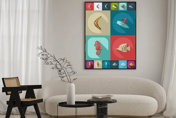 Plakat: Płaski koncepcja ustaw nowoczesny design z avstralia cienia