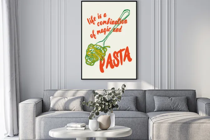 Plakat: Pasta nowoczesny wzór z cytatem