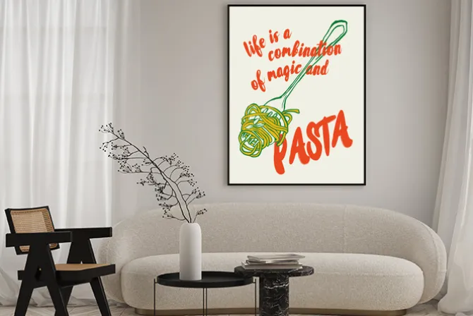 Plakat: Pasta nowoczesny wzór z cytatem