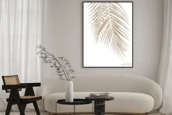 Plakat: Pastelowe beżowe liście gałęzi palmowych