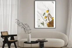 Plakat: Płócienna torba z cytrynami na jasnym tle