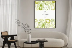 Plakat: Pear design template. hand drawn vector garden fruit illustration.