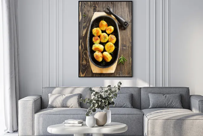 Plakat: Pieczone ziemniaki z rozmarynem.