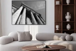 Plakat: Pierwszy bank building czarno-biały