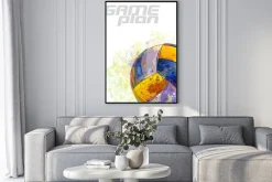 Plakat: Piłka do siatkówki w graficznym kolorowym ujęciu