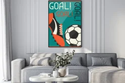 Plakat: Piłka nożna i korek piłkarski w stylu plakatu retro