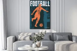 Plakat: Piłka nożna na ilustracji vintage grunge