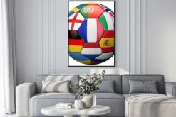 Plakat: Piłka nożna z flagami