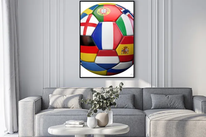 Plakat: Piłka nożna z flagami