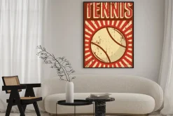 Plakat: Piłka tenisowa w stylu plakatu retro