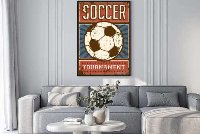 Plakat: Piłkarska grafika w stylu retro