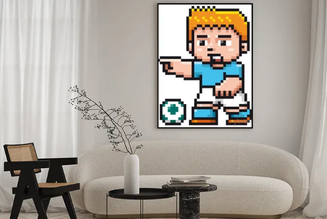 Plakat: Piłkarz ze starej gry komputerowej