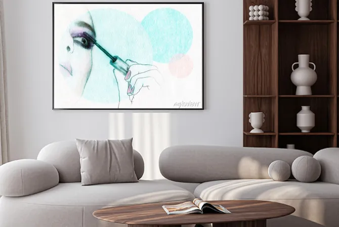 Plakat: Piękna twarz kobiety. akwarele ilustracji