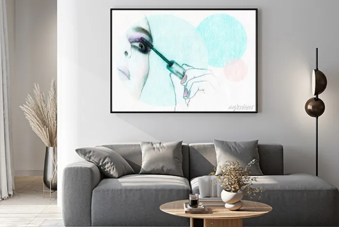 Plakat: Piękna twarz kobiety. akwarele ilustracji