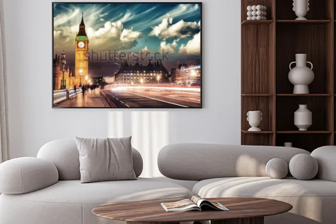 Plakat: Piękne kolory big bena z westminster bridge o zachodzie słońca