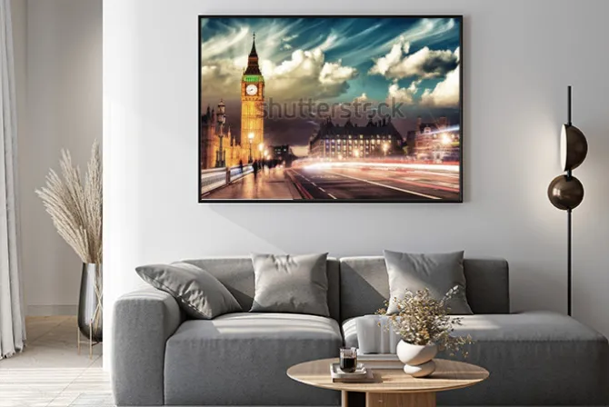 Plakat: Piękne kolory big bena z westminster bridge o zachodzie słońca