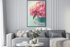 Plakat: Piwonia kwiaty w wazonie