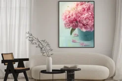 Plakat: Piwonia kwiaty w wazonie